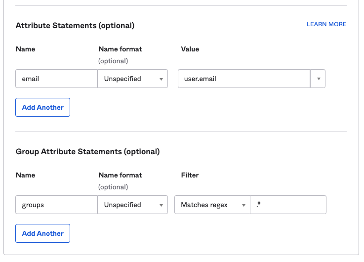 Configuring attribute statements in Okta